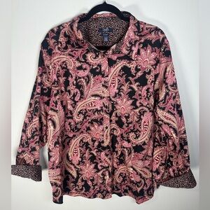 Chaps Paisley Black and Pink Button Down Shirt Size 2x quality